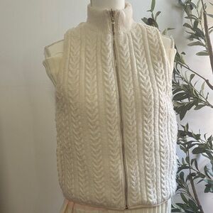 Joie Cream Cable Knit Turtleneck Sweater Vest